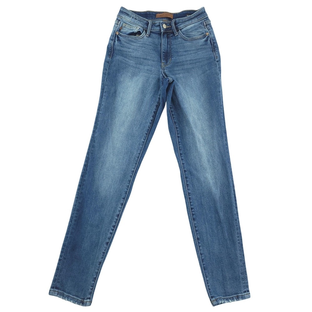 Judy Blue Boyfriend Jeans Womens 1/25 Blue Med‎ Wash Mid Rise Stretch Denim
